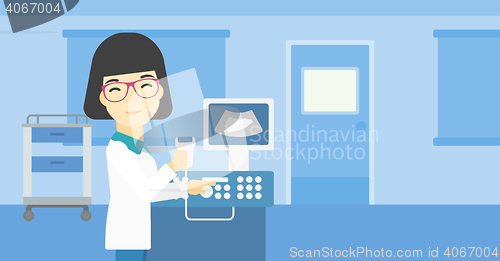 Image of Female ultrasound doctor vector illustration.