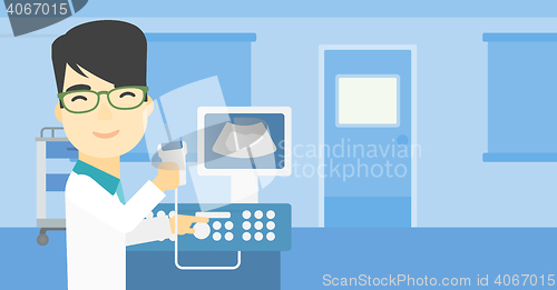 Image of Male ultrasound doctor vector illustration.