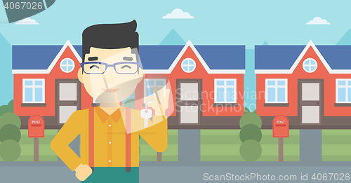 Image of Real estate agent with key vector illustration.