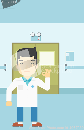 Image of Doctor showing ok sign vector illustration.