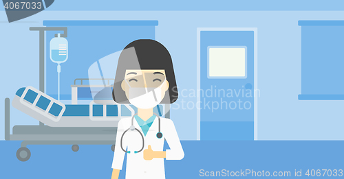 Image of Doctor giving thumb up vector illustration.