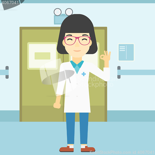 Image of Doctor showing ok sign vector illustration.