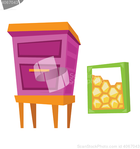 Image of Beehive and honeycomb vector illustration.