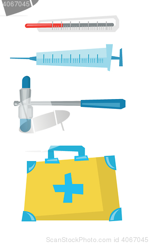 Image of Various medical equipment vector illustration.