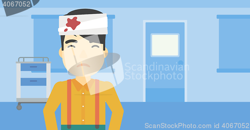 Image of Man with injured head vector illustration.