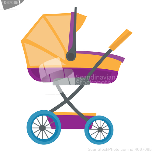 Image of Colourful baby carriage vector illustration.