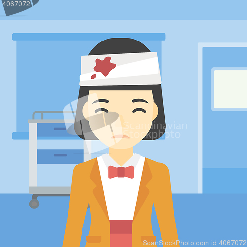 Image of Woman with injured head vector illustration.