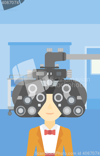 Image of Patient during eye examination vector illustration