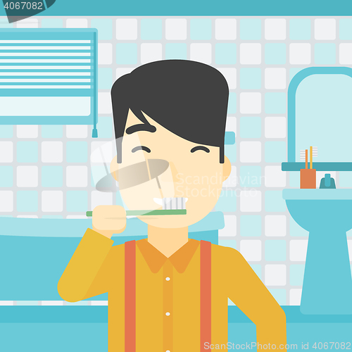 Image of Man brushing teeth vector illustration.