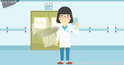 Image of Doctor showing ok sign vector illustration.
