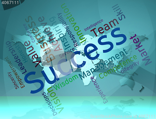 Image of Success Words Shows Text Prevail And Resolution
