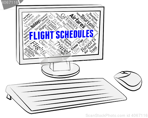 Image of Flight Schedules Represents Aircraft Booking And Computers