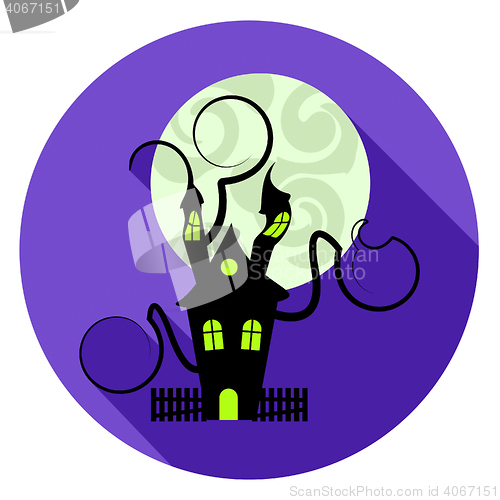 Image of Halloween House Icon Represents Trick Or Treat And Apartment