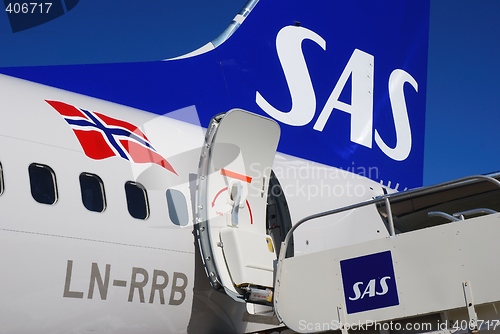 Image of The rear end of a SAS plane.