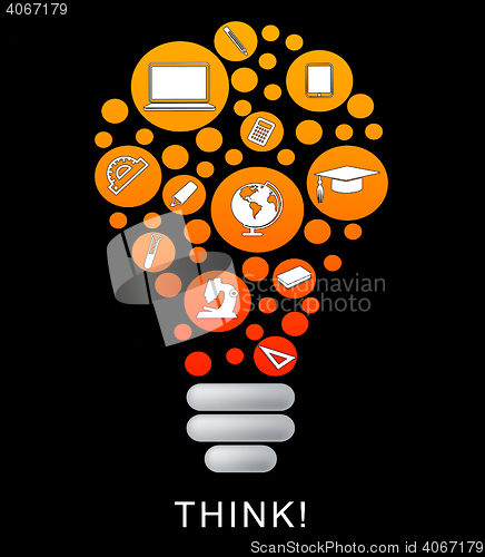 Image of Think Lightbulb Represents Power Source And Bright