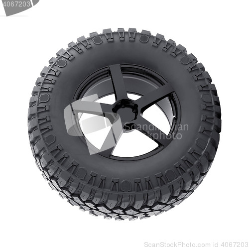 Image of Modern automotive wheel isolated on white