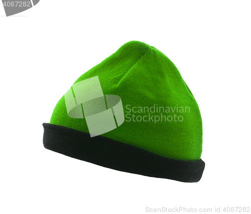 Image of green woolen winter hat