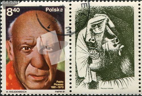 Image of Poland - circa 1981: a stamp Poland circa 1981, dedicated to Pablo Picasso\'s birth centenary, circa 1981