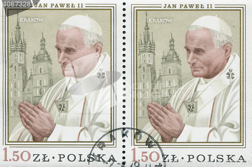 Image of POLAND, circa 1982: postage stamp printed in Poland showing an image of John Paul II, circa 1982