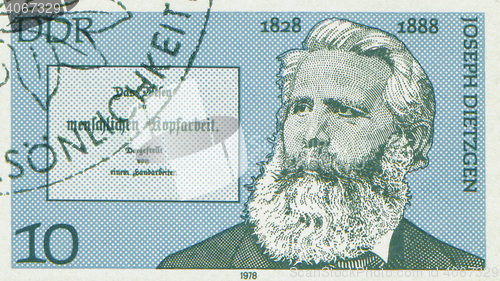 Image of EAST GERMANY - CIRCA 1978: Stamp printed in East Germany showing Joseph Dietzgen, the Marxist philosopher, circa 1978