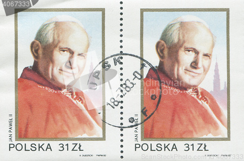 Image of POLAND, circa 1982: postage stamp printed in Poland showing an image of John Paul II, circa 1982