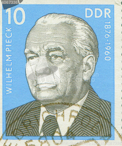 Image of EAST GERMANY - CIRCA 1960: stamp showing a portrait of first German Democratic Republic president Wilhelm Pieck , circa 1960