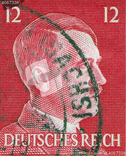 Image of GERMANY - CIRCA 1942: A stamp printed in Germany shows portrait of Adolf Hitler, circa 1942.