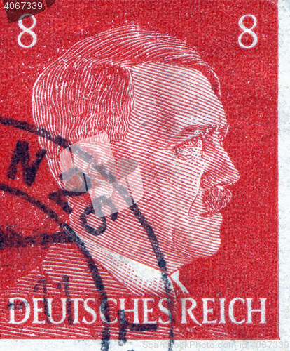 Image of GERMANY - CIRCA 1942: A stamp printed in Germany shows portrait of Adolf Hitler, circa 1942.