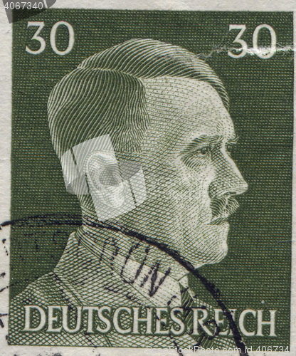 Image of GERMANY - CIRCA 1942: A stamp printed in Germany shows portrait of Adolf Hitler, circa 1942.