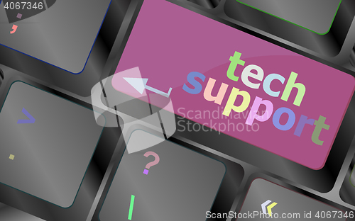 Image of tech support keyboard button - business concept vector vector keyboard key. keyboard button. Vector illustration