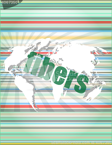 Image of fibers word on digital screen, mission control interface hi technologyvector quotation marks with thin line speech bubble. concept of citation, info, testimonials, notice, textbox. flat style design 
