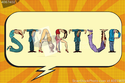 Image of Startup, letters business people