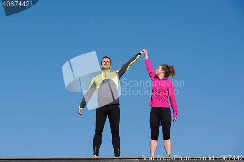 Image of congratulate and happy to finish morning workout