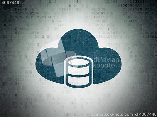 Image of Software concept: Database With Cloud on Digital Data Paper background