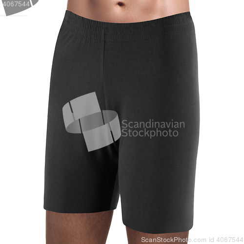 Image of pair of black boxer shorts isolated on white