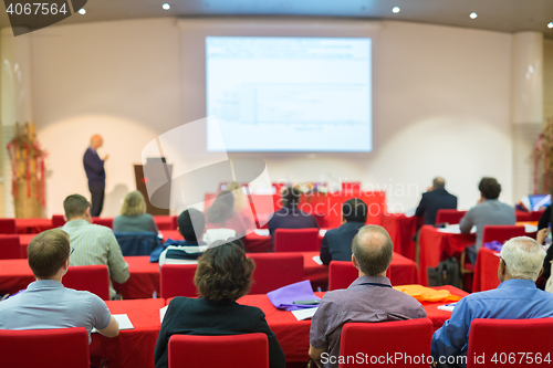 Image of Audience in lecture hall on scientific conference.