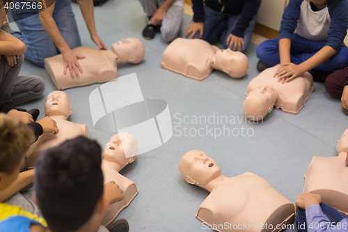 Image of First aid resuscitation course in primary school.