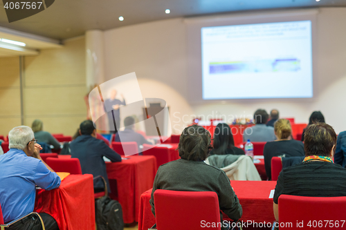 Image of Audience in lecture hall on scientific conference.