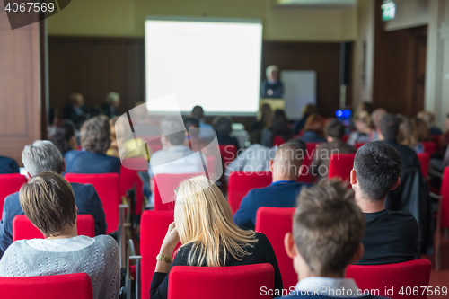 Image of Audience in lecture hall on scientific conference.
