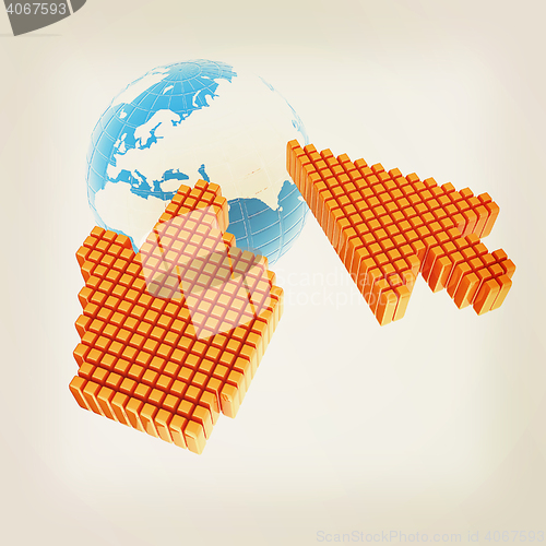 Image of Link selection computer mouse cursor and Earth - Glodal internet