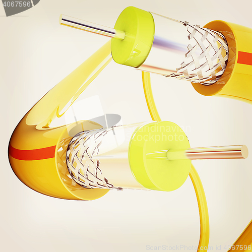 Image of Cables for high tech connect. 3D illustration. Vintage style.