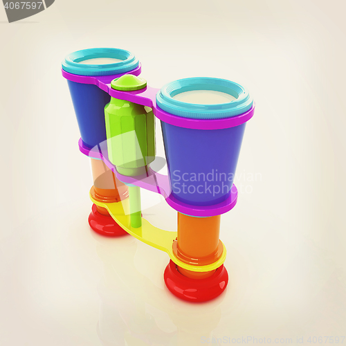 Image of binoculars. 3D illustration. Vintage style.