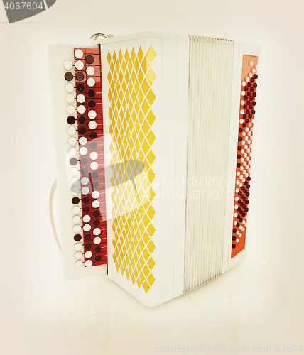 Image of Musical instruments - bayan. 3D illustration. Vintage style.