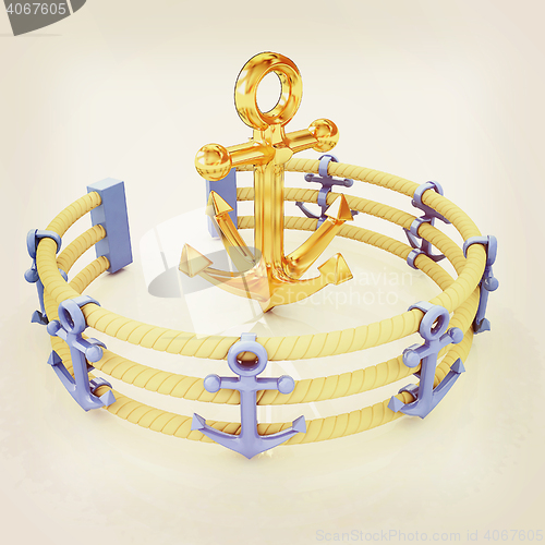 Image of Design fence of anchors on the ropes and anchor in the center. 3