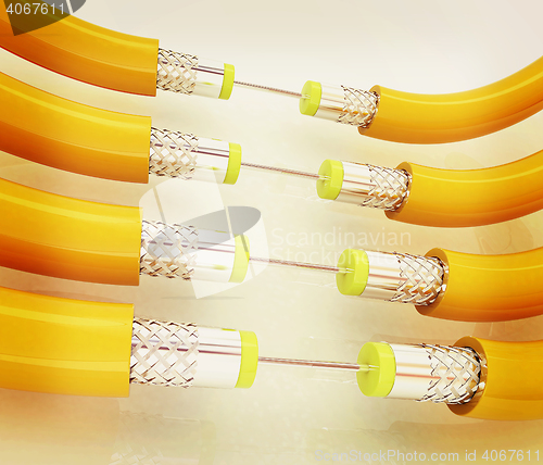 Image of Cables for high tech connect. 3D illustration. Vintage style.