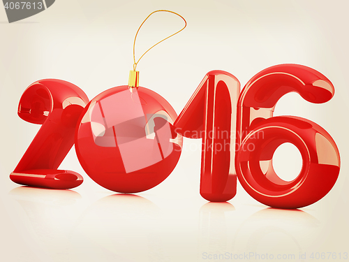 Image of Happy new 2016 year. 3D illustration. Vintage style.