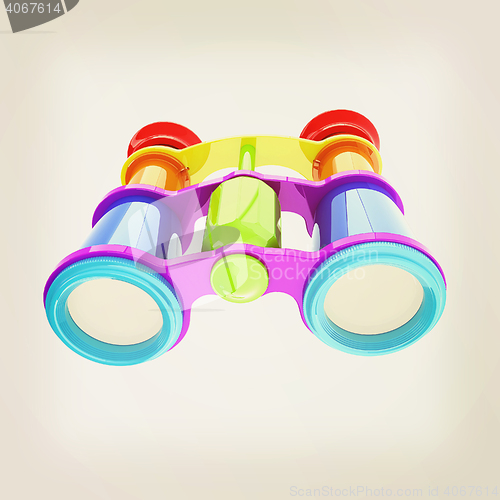 Image of binoculars. 3D illustration. Vintage style.