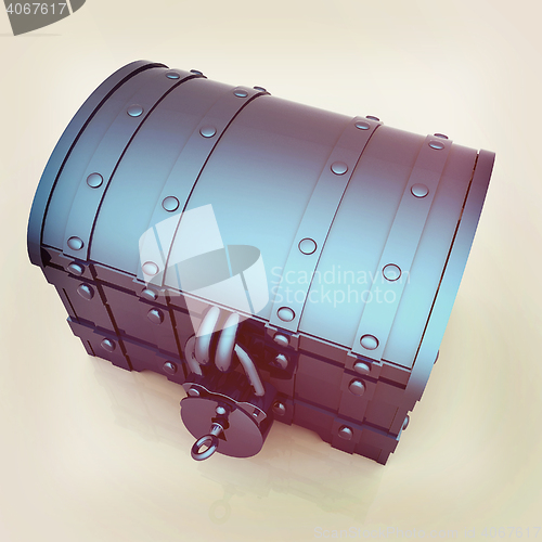 Image of cartoon chest. 3D illustration. Vintage style.
