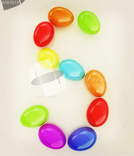 Image of Alphabet from colorful eggs. Letter \"S\". 3D illustration. Vintag