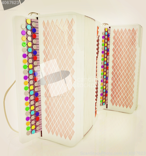 Image of Musical instruments - bayans. 3D illustration. Vintage style.